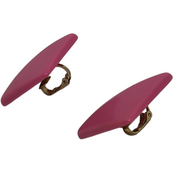 80s Pink Square Clip-On Earrings, Good Condition, 1" x 1" - Picture 4 of 7